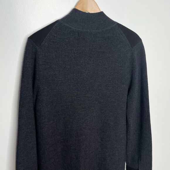 Banana Republic Womens Merino Wool Suede Sweater Dress L Gray Black Utility Coat - Picture 11 of 14